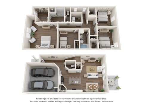 Floor plan for 4 beds, 2.5 baths, 1892 sqft